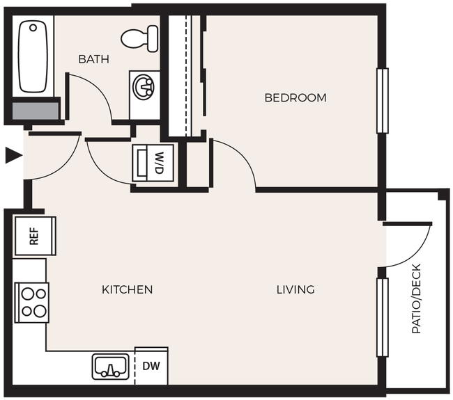 1 Bed 1 Bath  A4 214 floor plan